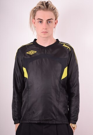 UMBRO MENS VINTAGE PULLOVER TRACKSUIT TOP MEDIUM BLACK 90S