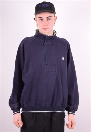 NAUTICA MENS VINTAGE SWEATSHIRT JUMPER LARGE BLUE 90'S