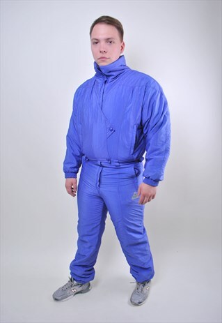 VINTAGE PURPLE ITALIAN MAN SKI SUIT, 80S ONE PIECE SNOW SUIT