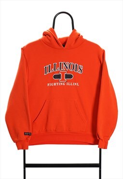 Vintage Orange Illinois NCAA Sports Hoodie Womens