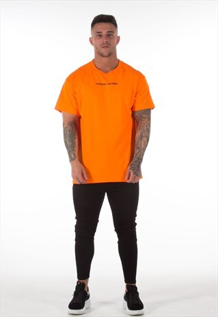 NEON ORANGE TEXT LOGO TSHIRT