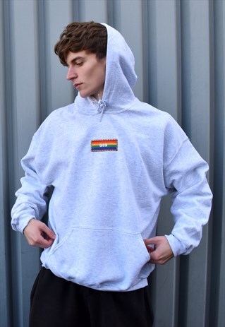 G&G UNISEX ASH RAINBOW PATCH HOOD