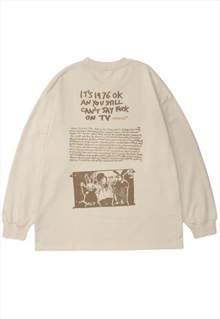 LETTER PRINT LOOSE ROUND NECK SWEATSHIRT