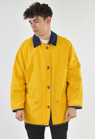 VINTAGE 90S YELLOW RALPH LAUREN COLLARED COAT