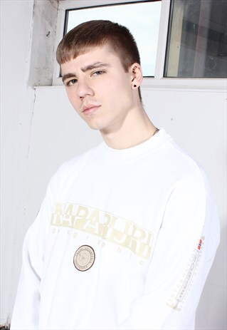 VINTAGE NAPAPIJRI WHITE PRINTED SWEATSHIRT