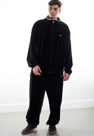 VINTAGE FILA LOGO VELOUR TRACKSUIT JACKET & PANTS 90S XL 44