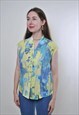 VINTAGE SLEEVES YELLOW BLOUSE WITH FLORAL PRINT 