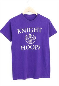 Vintage Knight Hoops Graphic Tee Purple With Spell Out 90s