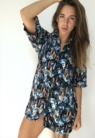 PATTERNED OVERSIZED RETRO VINTAGE UNISEX FESTIVAL SHIRT