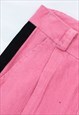 COLOR BLOCK CORDUROY TROUSERS TEXTURED STRIPED PANTS IN PINK