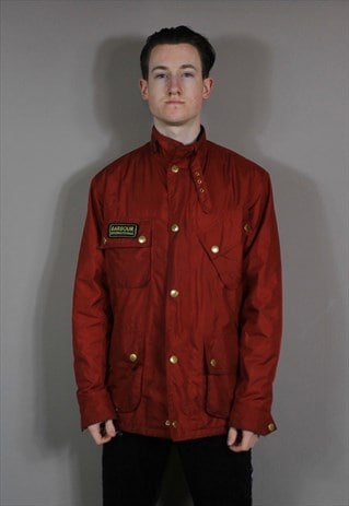 VINTAGE BARBOUR WATERPROOF JACKET IN RED WITH POCKETS