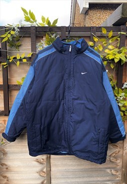 Vintage Nike Y2K navy blue puffer coat Large