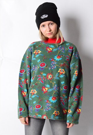 VINTAGE 80S COLOURFUL FLOWER SWEATSHIRT