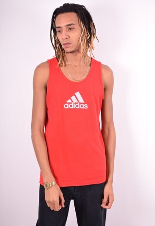 ADIDAS MENS VEST TOP MEDIUM RED 90'S