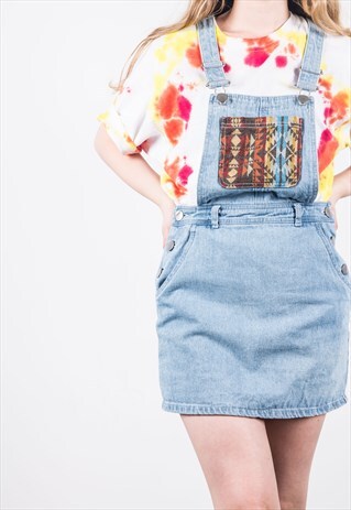 VINTAGE BLUE SKIRT DENIM DUNGAREES