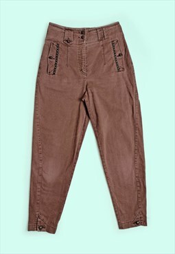 90's ZERRES High Waist Mom Jeans Tapered Leg Faded Brown