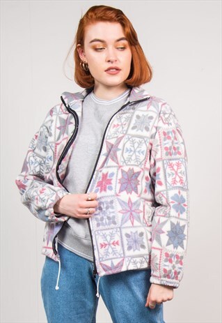 VINTAGE 90'S ABSTRACT FLEECE JACKET