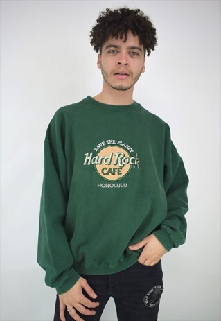 VINTAGE 90'S HARD ROCK CAFE HONOLULU GREEN SWEATSHIRT