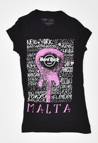 VINTAGE 00'S Y2K HARD ROCK CAFE MALTA T-SHIRT TOP BLACK