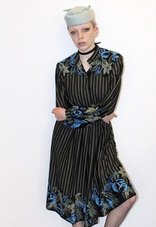 VINTAGE 70'S MAXI LONG SLEEVES DRESS COLLAR EVERYDAY DRESS