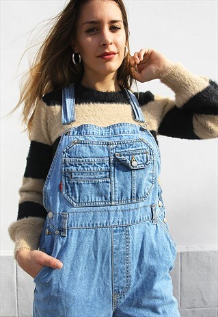 PALE WASH BLUE DENIM DUNGAREES
