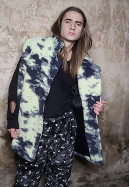 Camo fleece gilet handmade sleeveless abstract vest jacket