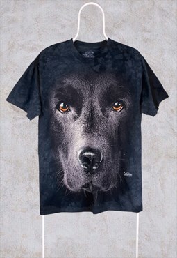 Vintage The Mountain Tie Dye Dog T-Shirt Black Medium