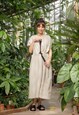 RELAXED A-LINE LINEN MIDI DRESS WITH BELT 