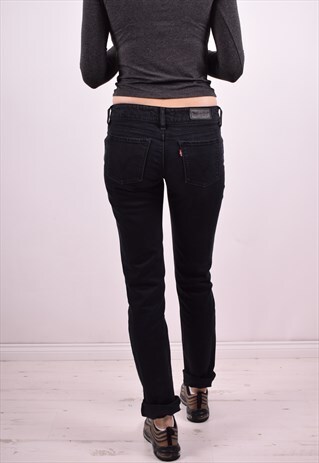 LEVI'S 571 WOMENS VINTAGE JEANS W30 L34 BLACK 90'S