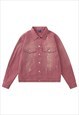 PINK DENIM JACKET VINTAGE WASH VARSITY BUTTERFLY JEAN BOMBER