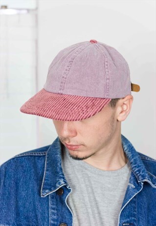 VINTAGE PINK CORDUROY CAP 90S ONE SIZE 2.5