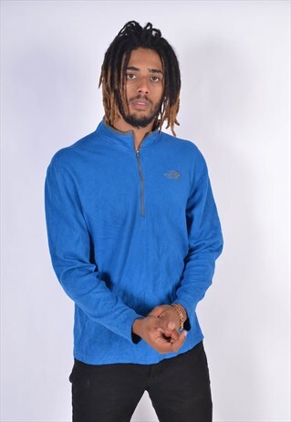 VINTAGE THE NORTH FACE 1/4 ZIP FLEECE SWEATSHIRT BLUE