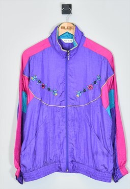 Vintage Patterned Shell Jacket Purple Large