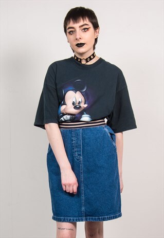 VINTAGE 90'S DARK BLUE DENIM MINI SKIRT