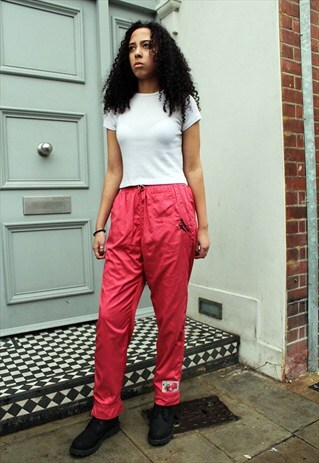 REEBOK DARK PINK SHELL TRACKSUIT BOTTOM TROUSERS