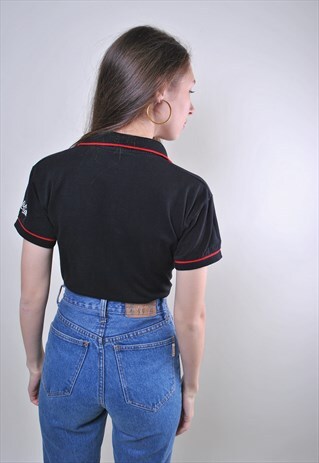 90S BLACK UTILITY COCA-COLA WOMEN POLO TSHIRT