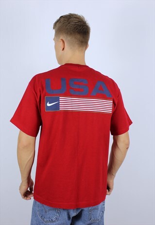 VINTAGE NIKE MENS BIG LOGO PRINTED T-SHIRT TOP