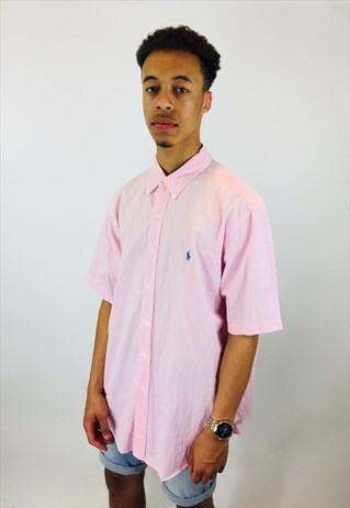 RALPH LAUREN PINK COTTON EMBROIDERED SHIRT