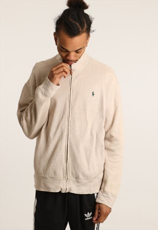 VINTAGE RALPH LAUREN EMBROIDERED LOGO ZIPPED SWEATSHIRT