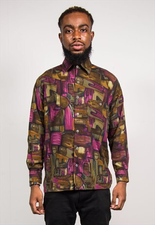 VINTAGE 90'S ABSTRACT PATTERN LONG SLEEVE SHIRT