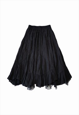 Vintage Y2K 00s ruffle maxi skirt in black