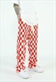 CHECK PANTS WIDE CHESS JOGGERS IN WHITE GREEN