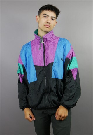 MULTICOLOURED RAINBOW FUNKY FESTIVAL SHELL SUIT JACKET