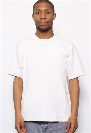VINTAGE CHAMPION BIG LOGO SPELLOUT T-SHIRT WHITE