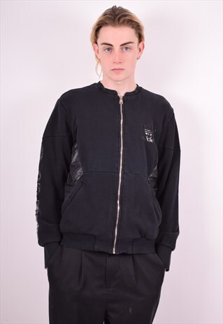 ADIDAS MENS VINTAGE TRACKSUIT TOP JACKET MEDIUM BLACK 90'S