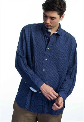 VINTAGE TOMMY HILFIGER LOGO SHIRT 90S L 9.3