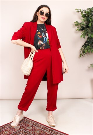 VINTAGE 90S RED TROUSER SUIT