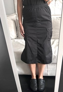 90s Cargo Maxi Black Skirt - M