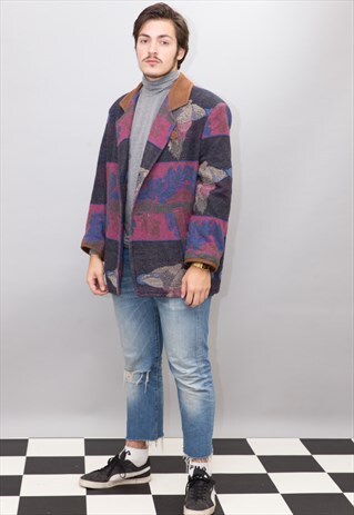 AZTEC TURTLE PATTERN WOOLMIX COAT