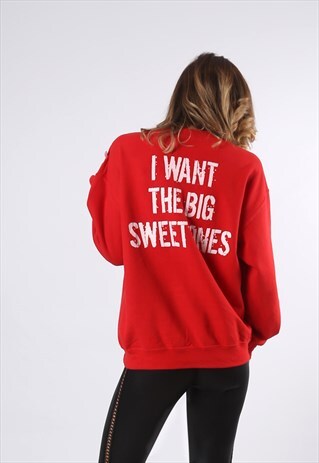 SWEATSHIRT JUMPER OVERSIZED BLUEBERRIES LOGO UK 14 (D3K)